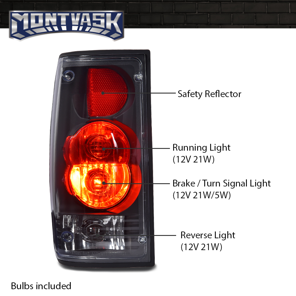 Pair Rear Brake Tail Lights For 1989-1995 Toyota Pickup (Left & Right, Halogen)