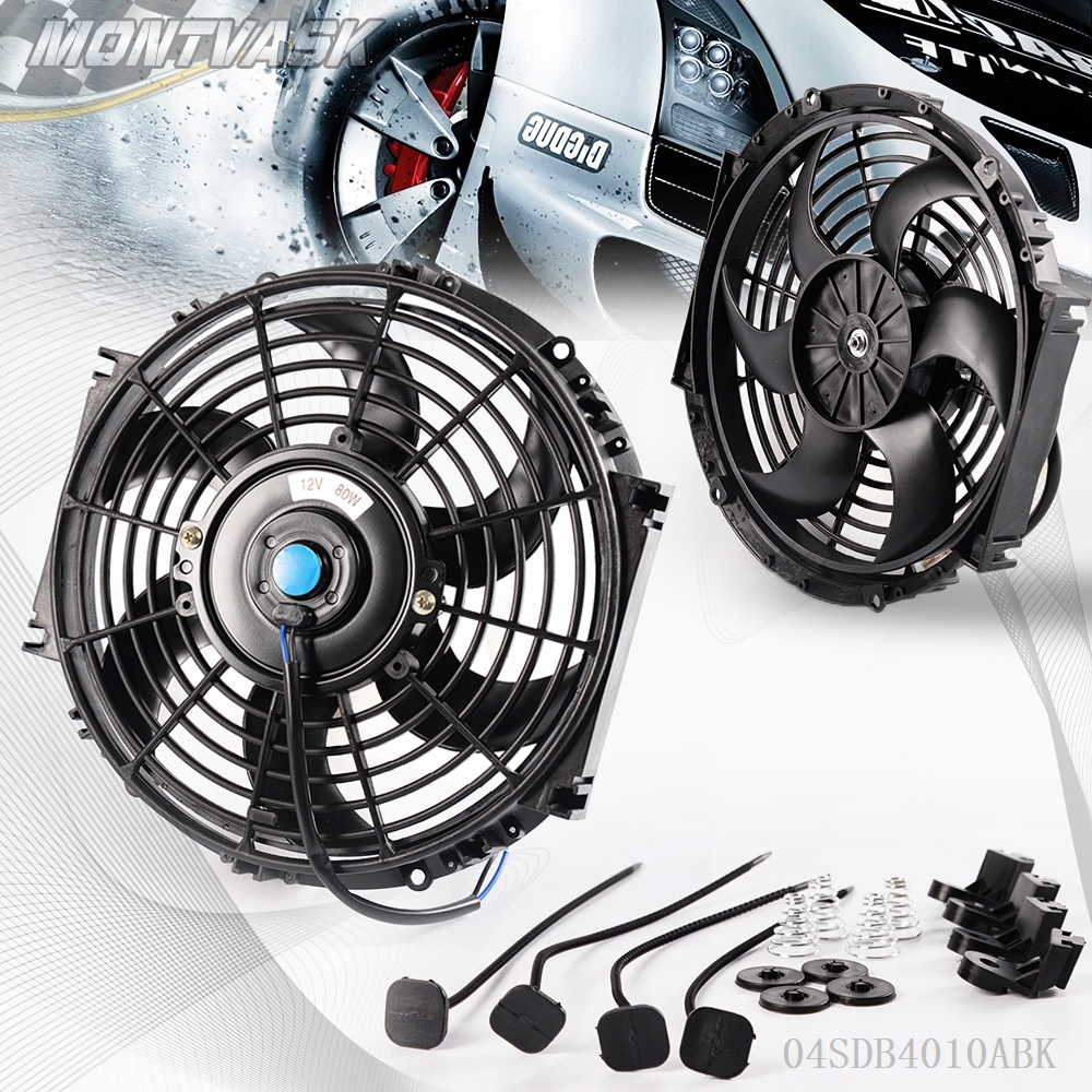 Automotive Jdm Black Radiator 12" Thin Fan Push/Pull With Zip Tie